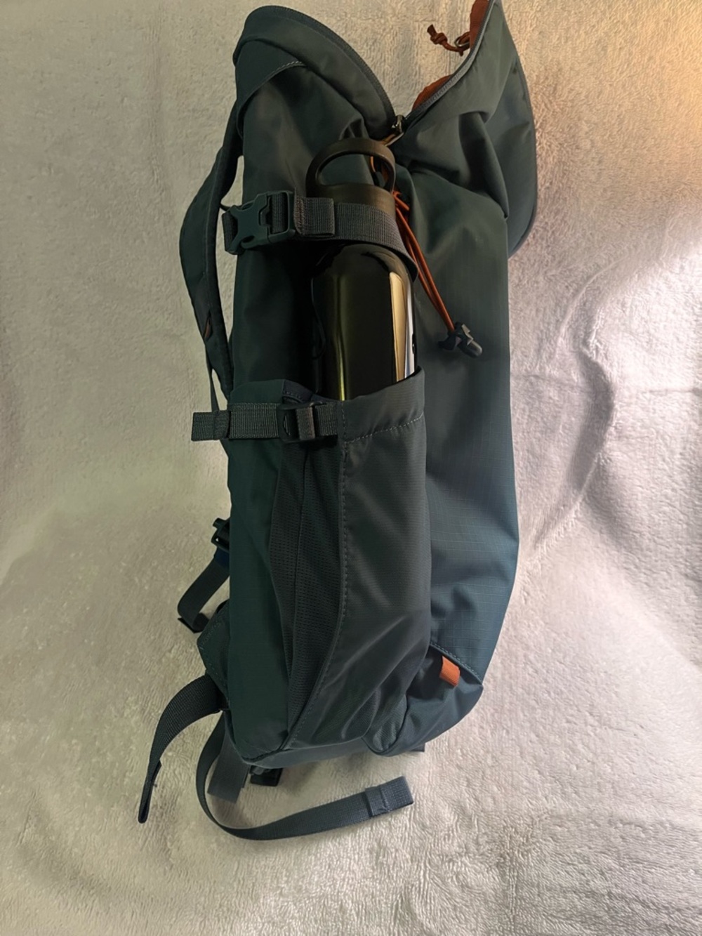 REI Slate Blue Roll-Top Daypack with Side Bottle Pocket
